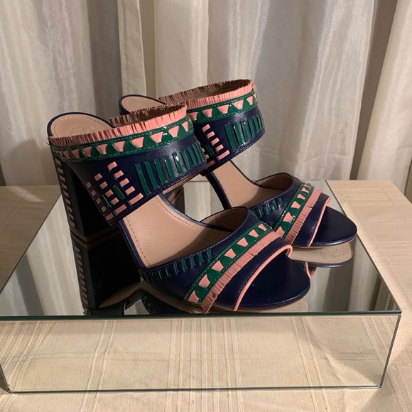 Tory Burch Shoes - Tory Burch Multi-color Block Heel Slide